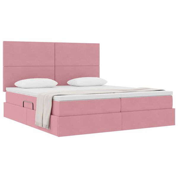 vidaXL Aufbewahrungsbett mit Matratze Rosa 200 x 200 cm Samt