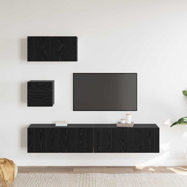 vidaXL TV-Schrankset 3 pcs Schwarz Eichen-Optik Holzwerkstoff