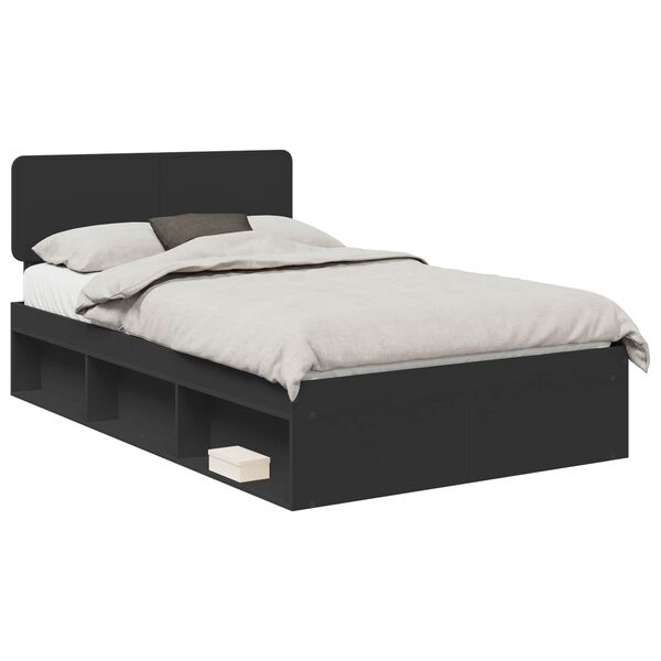 vidaXL Bettrahmen Schwarz 120 x 190 cm Massives Kiefernholz