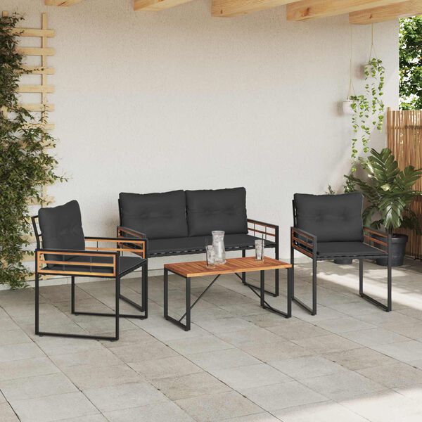 vidaXL Gartenm&ouml;bel Set mit Kissen 4 pcs Blassgrau