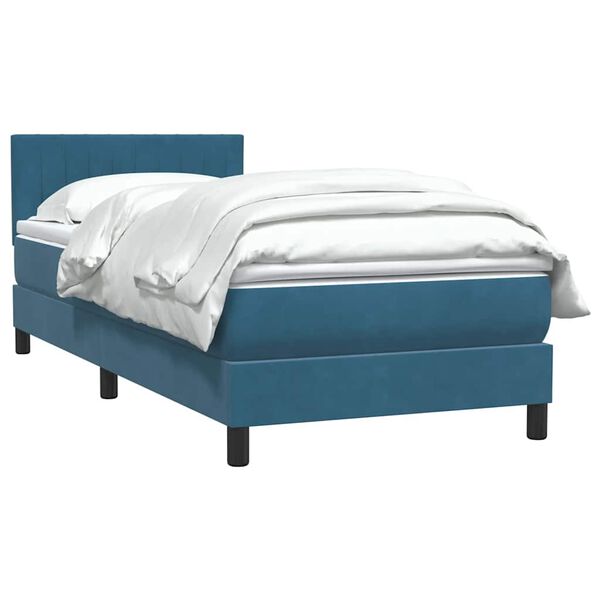 vidaXL Boxspringbett mit Matratze Dunkelblau 100x210 cm Samt