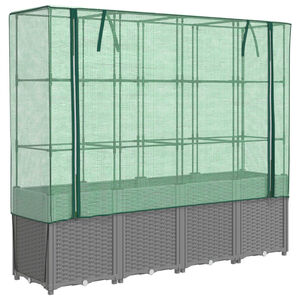 vidaXL Hochbeet mit Gew&auml;chshaus-Aufsatz Rattan-Optik 160x40x153 cm