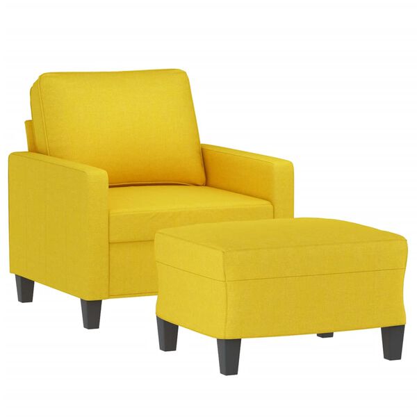 vidaXL Sessel mit Hocker Hellgelb 60 cm Stoff