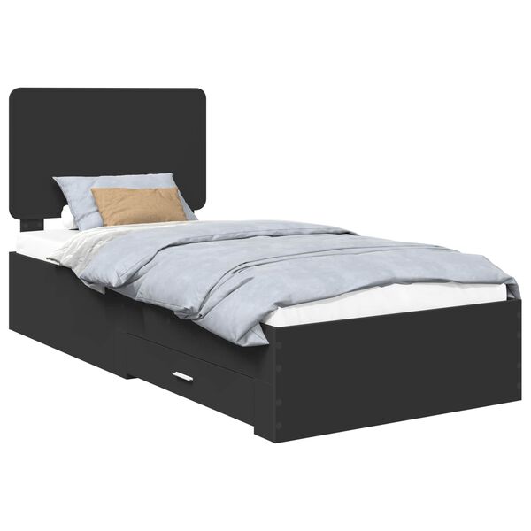 vidaXL Bettrahmen mit Kopfteil Schwarz 100 x 200 cm Holzwerkstoff
