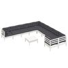 vidaXL 11-tlg. Garten-Lounge-Set mit Kissen Wei&szlig; Kiefernholz