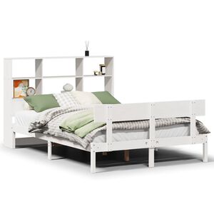 vidaXL Massivholzbett mit Regal ohne Matratze Wei&szlig; 120x190 cm Kiefer