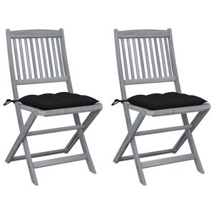 vidaXL Klappbare Gartenst&uuml;hle 2 Stk. mit Kissen Massivholz Akazie