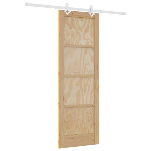 vidaXL Schiebet&uuml;r Braun 73,5 x 211 cm Massives Kiefernholz