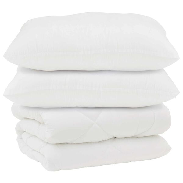 vidaXL Decke mit Kissen 3 pcs Wei&szlig; Mikrofaser und Daunenfedern