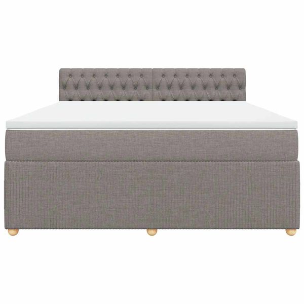 vidaXL Boxspringbett mit Matratze Taupe 180x200 cm Stoff