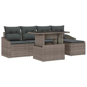 vidaXL Gartensofa-set 6 stk. Grau Poly-Rattan