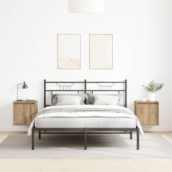 vidaXL Wand-Nachttische 2 Stk. Artisan-Eiche 38x34x40 cm