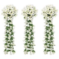 vidaXL Künstliche Blumengirlanden 3 Stk. Weiß 85 cm