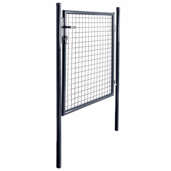 vidaXL Maschen-Gartentor verzinkter Stahl 100 x 100 cm Grau