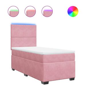 vidaXL Boxspringbett mit Matratze Rosa 90x190 cm Samt