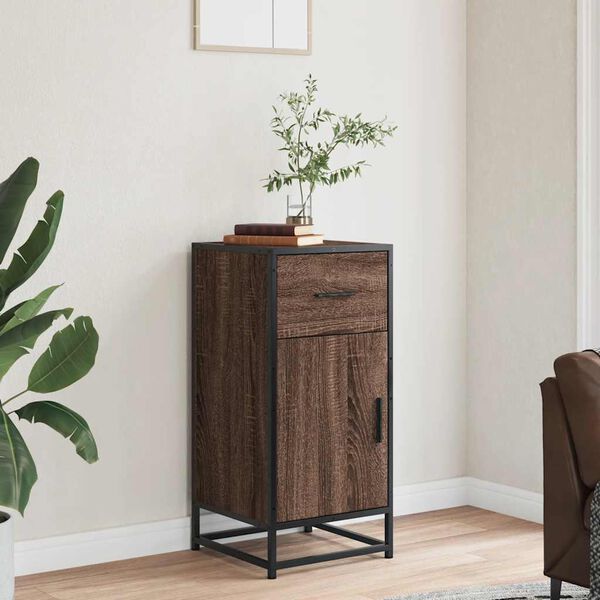 vidaXL Sideboard Braun Eichen-Optik 35,5x35x76 cm Holzwerkstoff Metall