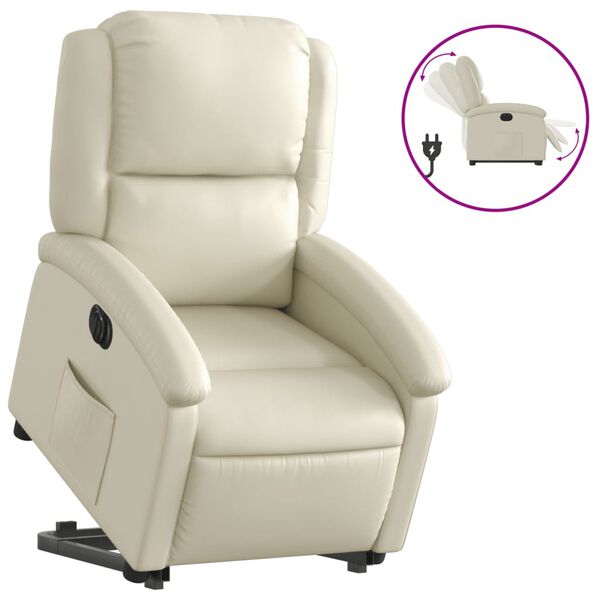 vidaXL Relaxsessel mit Aufstehhilfe Elektrisch Creme Kunstleder