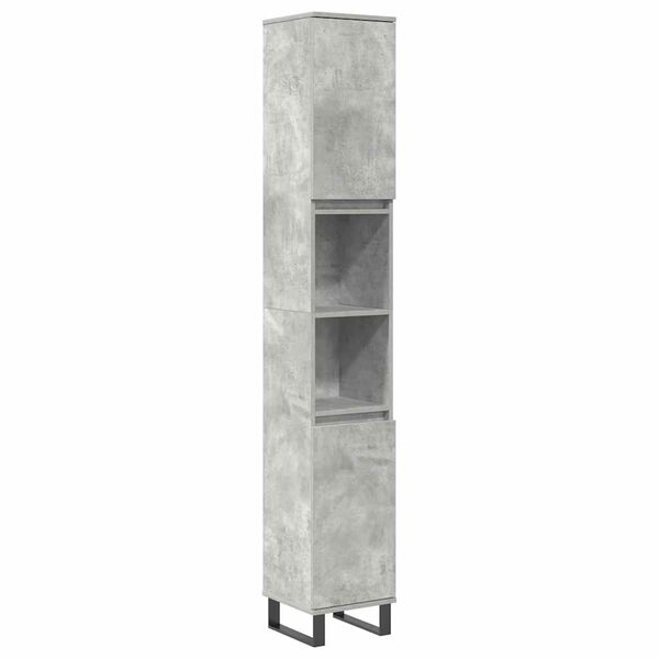 vidaXL 3-tlg. Badm&ouml;bel-Set Betongrau Holzwerkstoff