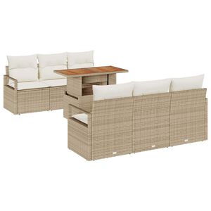 vidaXL Garten-Sofa-Set mit Speicher 7 pcs Beige Poly Rattan