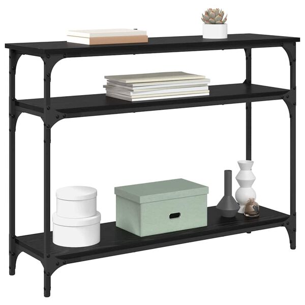 vidaXL Konsolentisch mit Regal Schwarz Eichen-Optik 100 x 29 x 75 cm