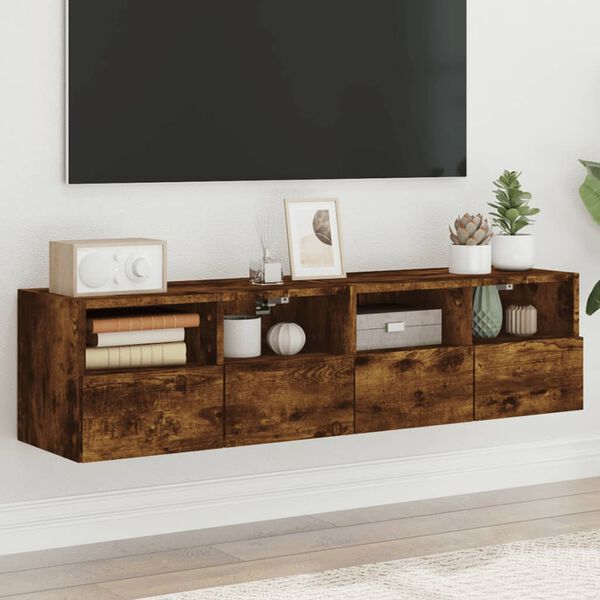 vidaXL TV-Wandschr&auml;nke 2 Stk. R&auml;uchereiche 60x30x30 cm Holzwerkstoff