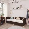 vidaXL Tagesbett mit Matratze USB Dunkelbraun Stoff 90x200 cm