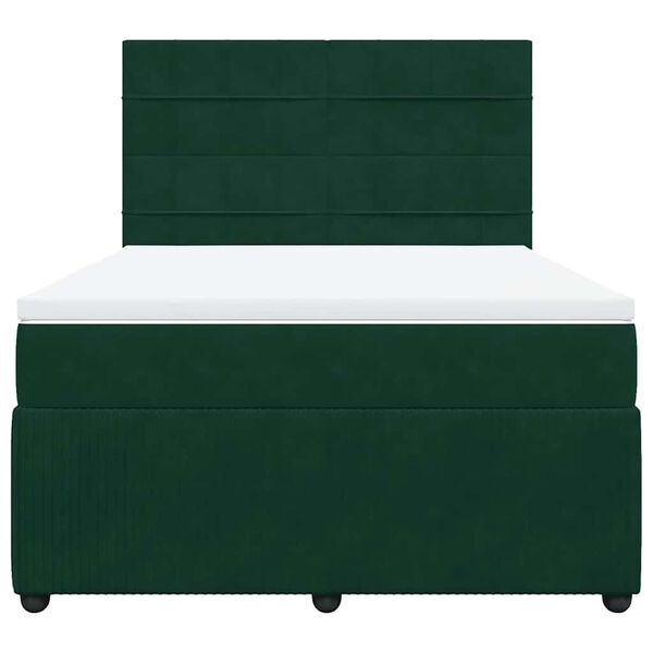 vidaXL Boxspringbett mit Matratze Dunkelgr&uuml;n 140x200 cm Samt