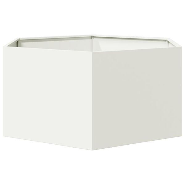 vidaXL Pflanzk&uuml;bel Wei&szlig; Sechseckig 104x90x45 Stahl