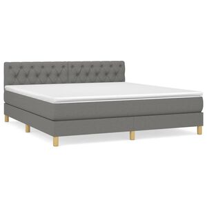 vidaXL Boxspringbett mit Matratze Dunkelgrau 160x200 cm Stoff