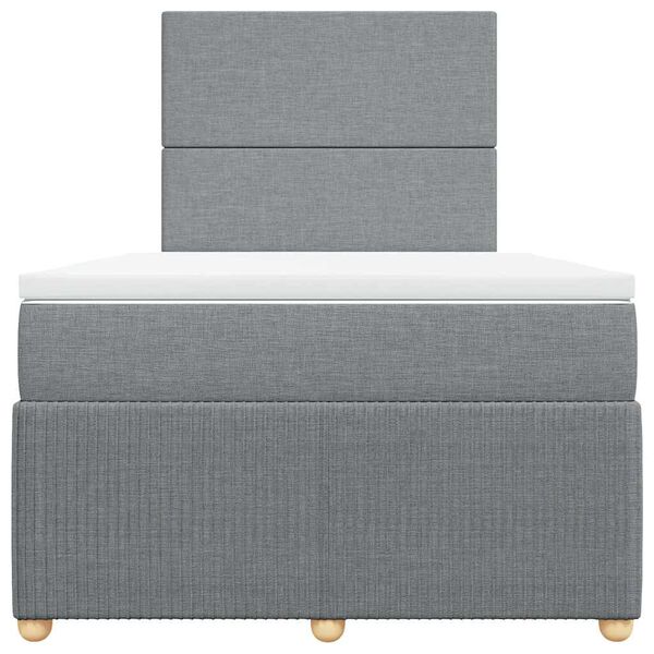 vidaXL Boxspringbett mit Matratze Hellgrau 120x200 cm Stoff
