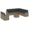 vidaXL 10-tlg. Garten-Sofagarnitur mit Kissen Grau Poly Rattan