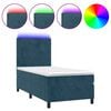 vidaXL Boxspringbett mit Matratze & LED Dunkelblau 100x200 cm Samt