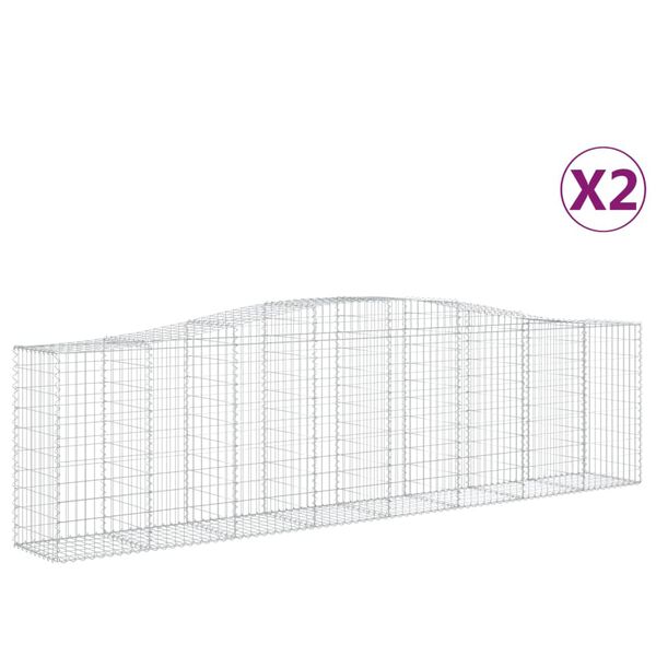 vidaXL Gabionen mit Hochbogen 2 Stk. 400x50x100/120cm Verzinktes Eisen