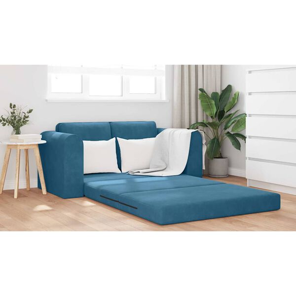 vidaXL Schlafsofa 60cm Blau Samt