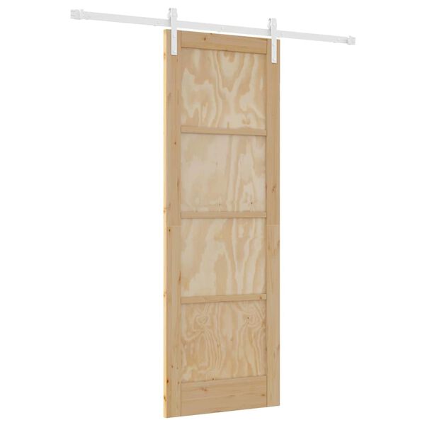 vidaXL Schiebet&uuml;r Braun 73,5 x 211 cm Massives Kiefernholz