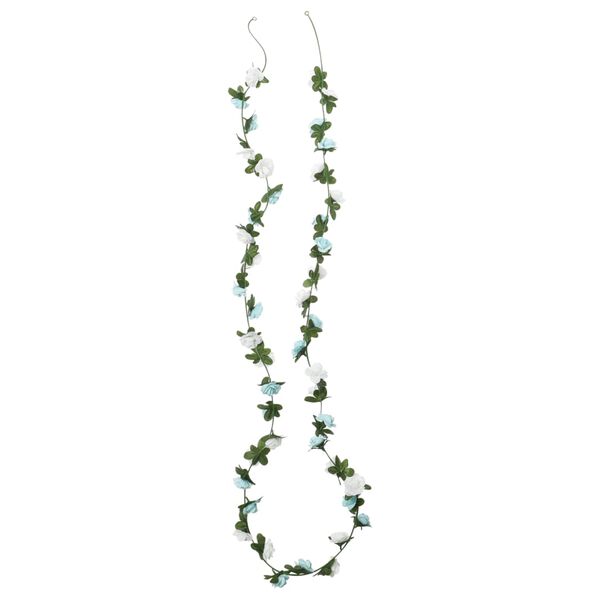 vidaXL Weihnachtskr&auml;nze Blumen 6 Stk. Blau und Wei&szlig; 215 cm