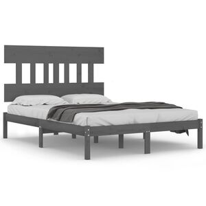 vidaXL Massivholzbett Grau 200x200 cm