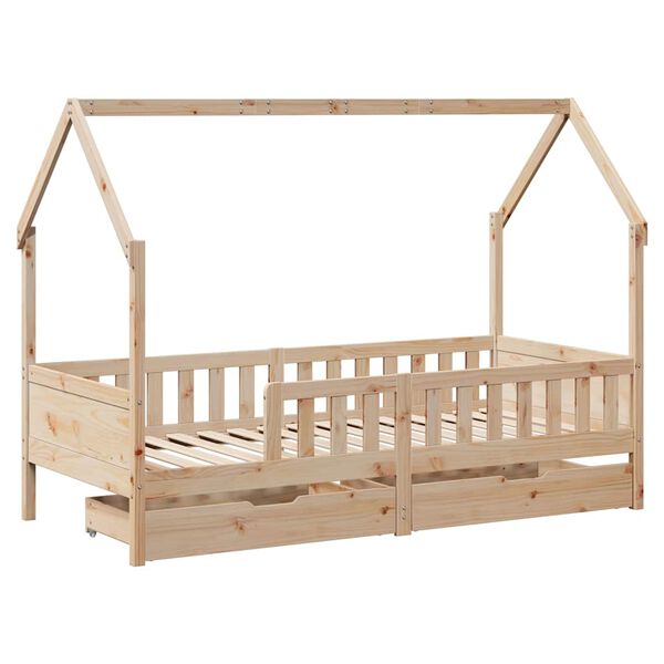 vidaXL Kinderbett mit Schubladen 90x190 cm Massivholz Kiefer
