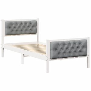 vidaXL Bettrahmen Hellgrau 90 x 190 cm Massives Kiefernholz