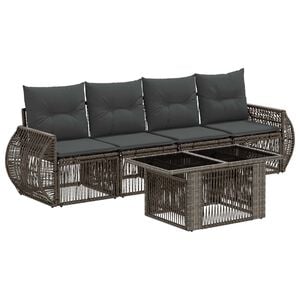 vidaXL Gartensofa-set 5 stk. Grau und Dunkelgrau Poly-Rattan