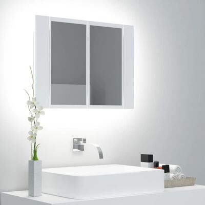 vidaXL LED-Bad-Spiegelschrank Weiß 60x12x45 cm Acryl
