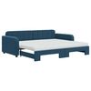 vidaXL Tagesbett Ausziehbar mit Matratzen Blau 90x200 cm Samt