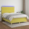 vidaXL Boxspringbett mit Matratze & LED Gr&uuml;n 140x190 cm Stoff