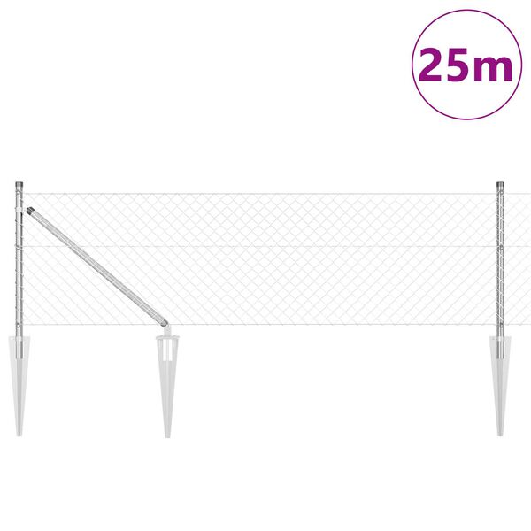 vidaXL Zaunpfosten Silber 25 x 0,4 m (40 x 40 mm Maschen) Stahl