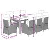 vidaXL 9-tlg. Garten-Essgruppe mit Kissen Schwarz Poly Rattan