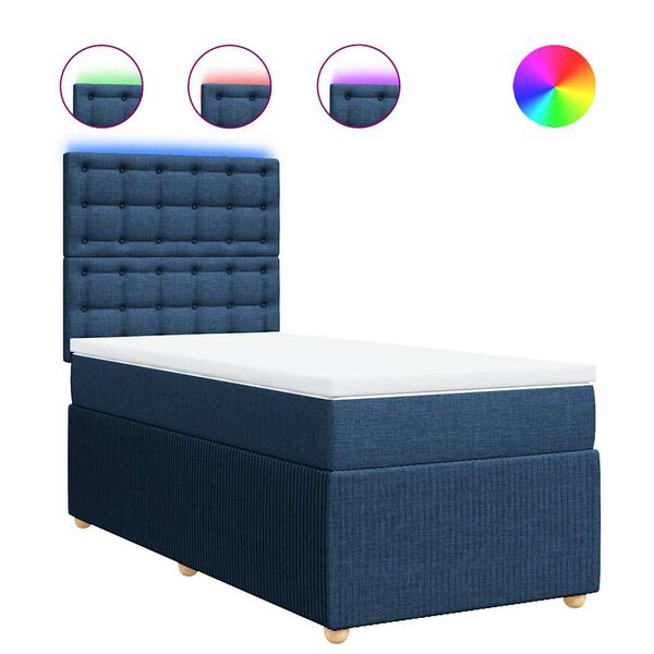 vidaXL Boxspringbett mit Matratze Blau 100x200 cm Stoff