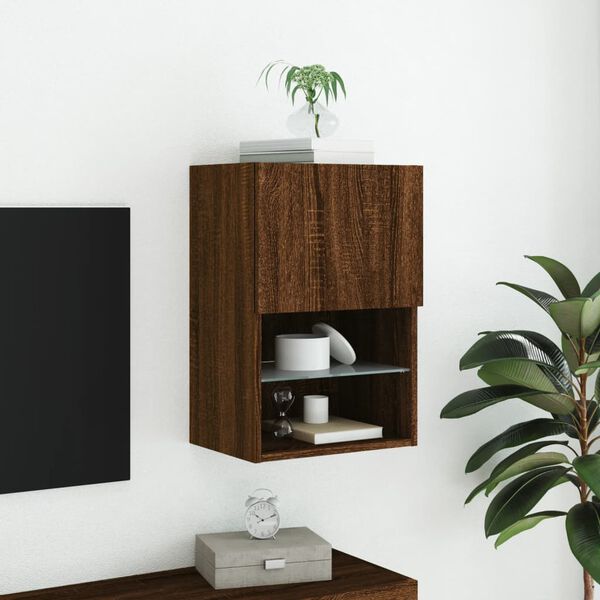 vidaXL TV-Schrank mit LED-Leuchten Braun Eichen-Optik 40,5x30x60 cm