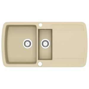 vidaXL Granitsp&uuml;le Doppelbecken Beige