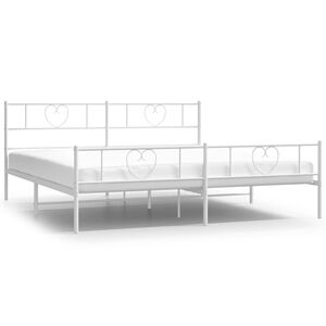vidaXL Bettgestell mit Kopf- und Fu&szlig;teil Metall Wei&szlig; 180x200 cm
