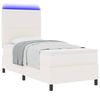 vidaXL LED Boxspringbett Creme und Wei&szlig; 90 x 190 cm Cordstoff